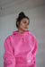 Zen Zip Chenille Applique Hoodie - Bermuda Pink