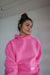 Zen Zip Chenille Applique Hoodie - Bermuda Pink