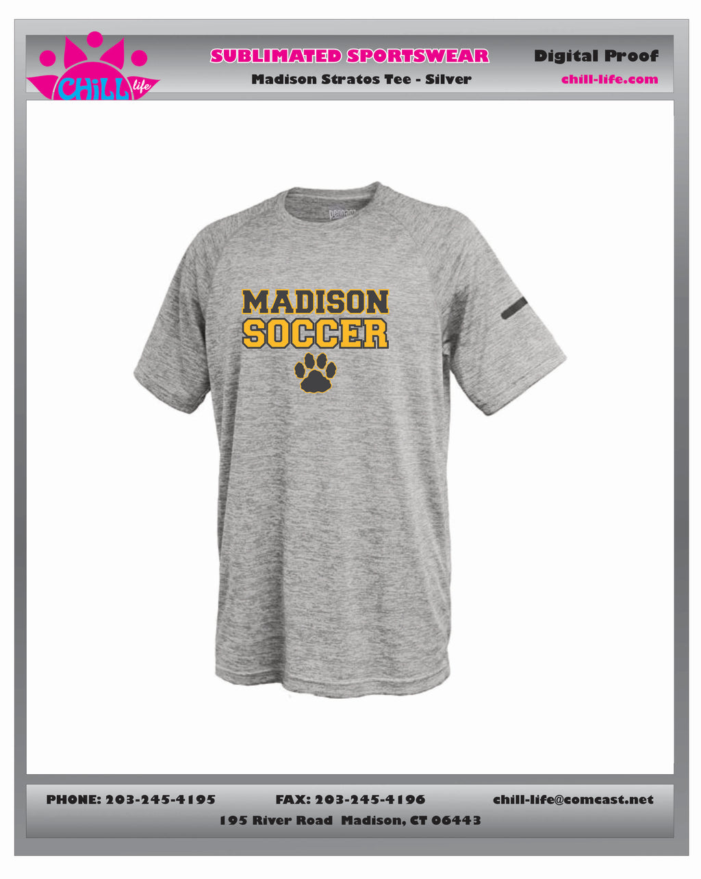 MADISON YOUTH SOCCER SHORT SLEEVE PERFORMANCE TEE-GRAPHITE OR SILVER GRAY