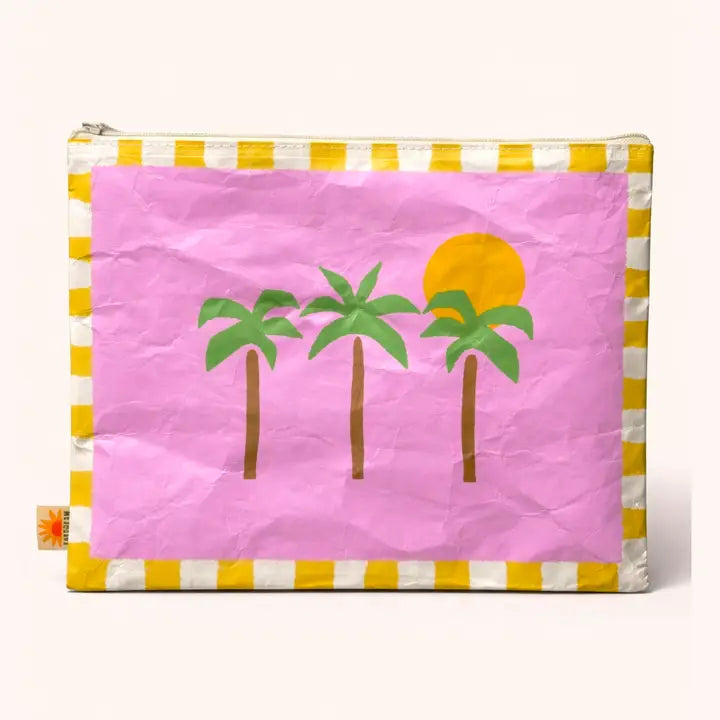 Water Resistant Sand-Proof Beach Pouch 12" | Paper Zip Pouch | Palm Tree Bag/Paradise/Meet Me at the Beach
