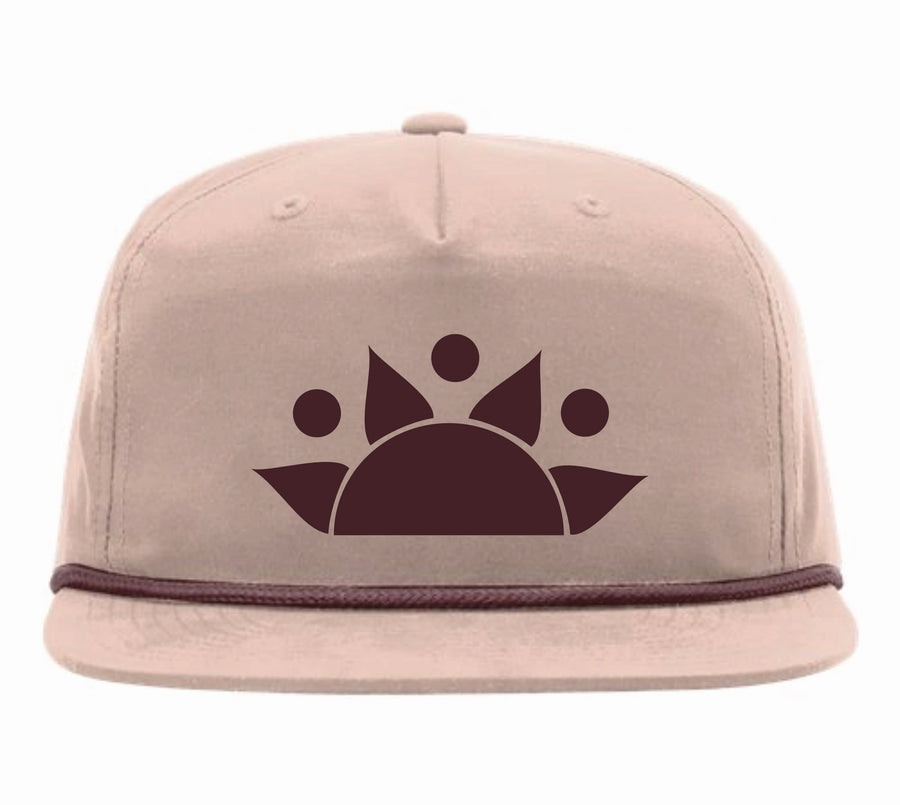 SUN LOGO Flat Bill with Braid cap -Pale Peach/Maroon