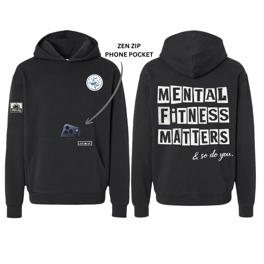 FLG X MORGAN'S MESSAGE MENTAL FITNESS MATTERS BLACK ZEN ZIP HOODIE