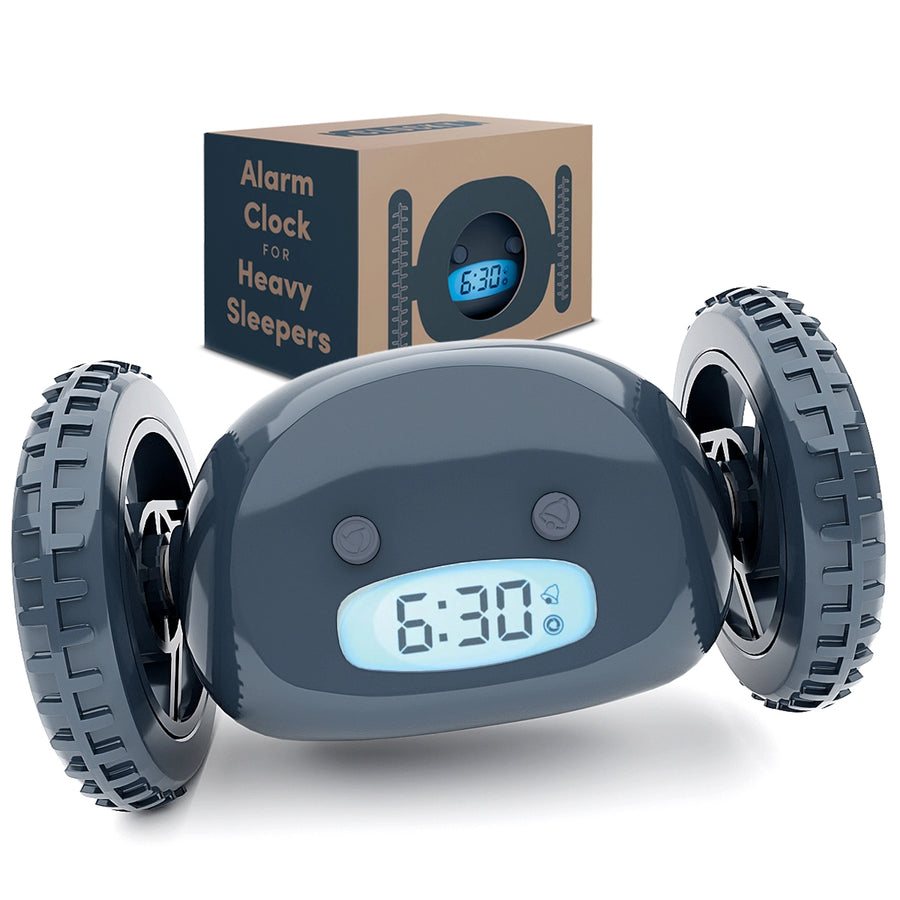 Clocky-Loud Alarm Clock On Wheels For Heavy Sleepers (Slate) OR (Sage)