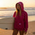 Zen Zip Serenity Applique Hoodie-Rasberry/Pink