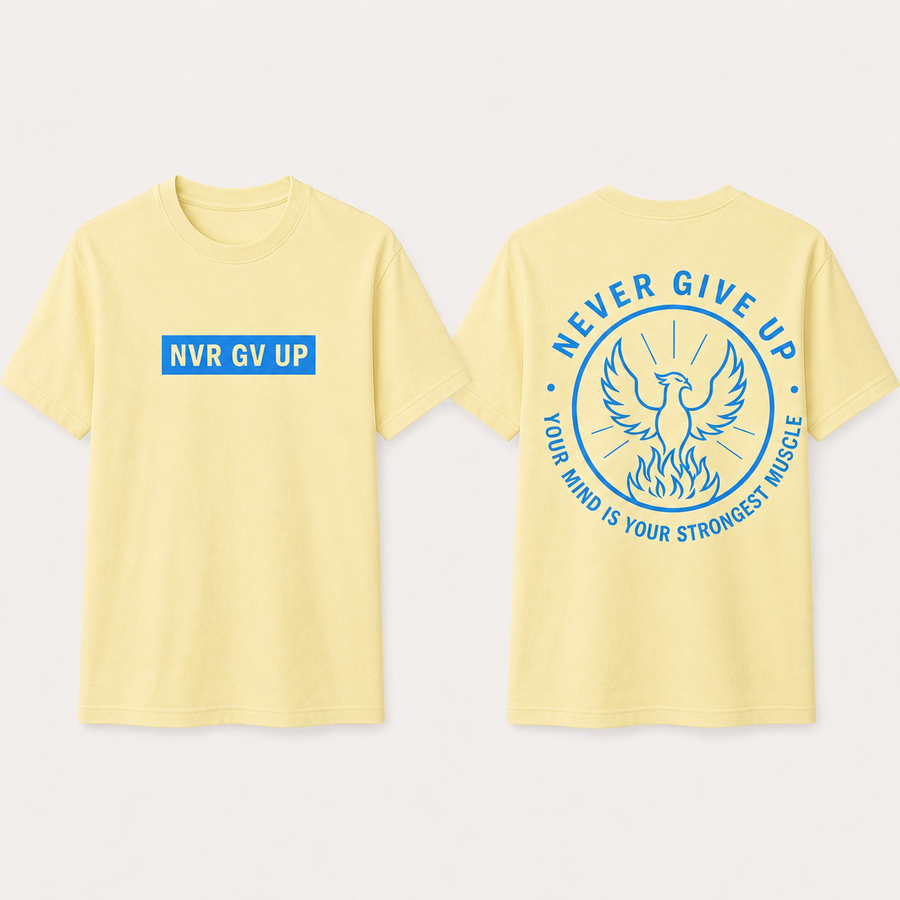 nvr gv up tee- pink, yellow or white