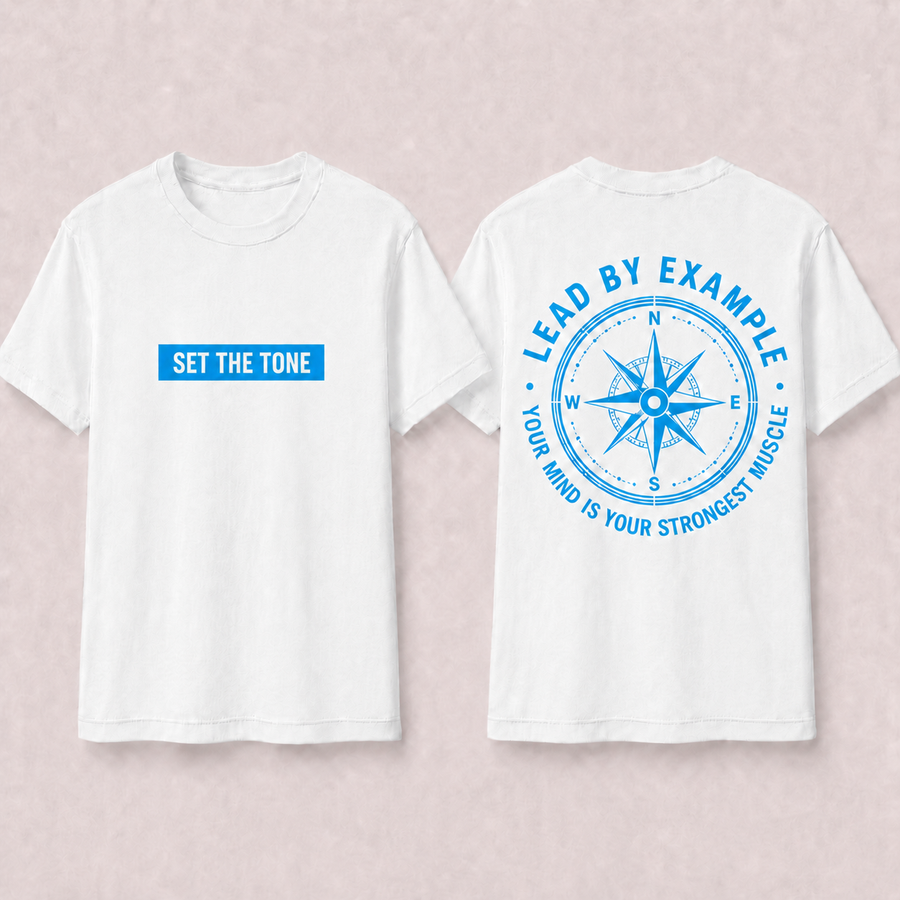 SET THE TONE Lead By Example tee- pink,white or butter yellow