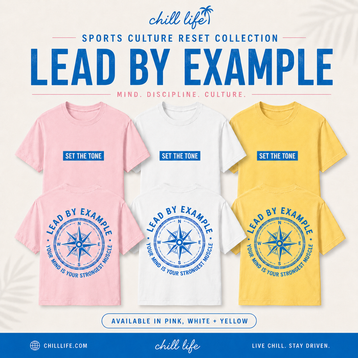 SET THE TONE Lead By Example tee- pink,white or butter yellow