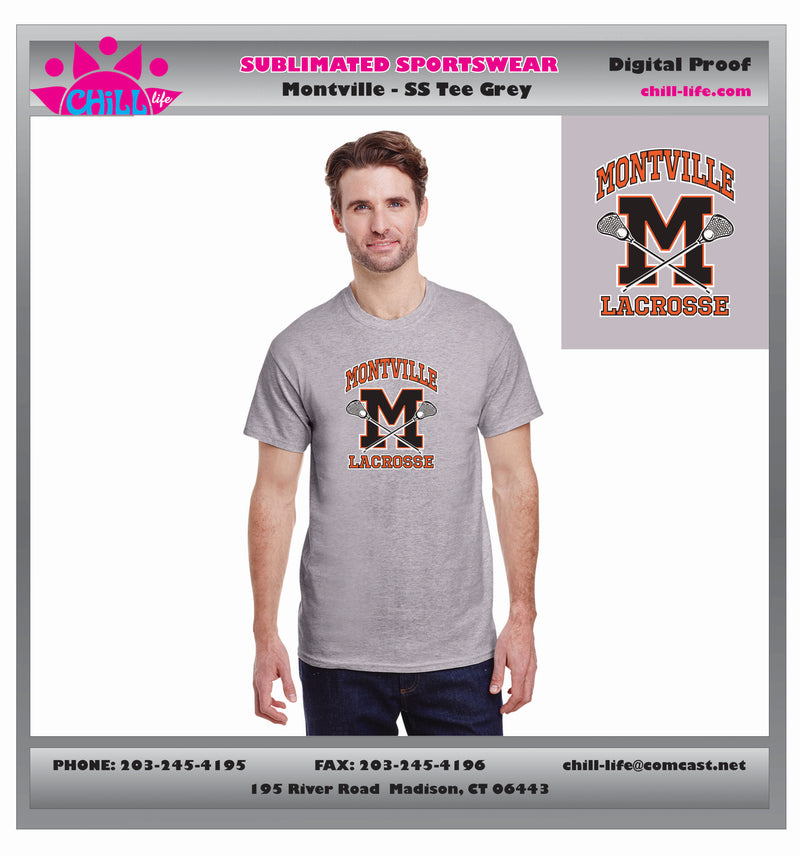 Montville Lacrosse Cotton Short sleeve tee-BLACK OR GRAY