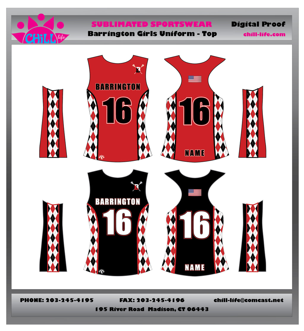 Barrington Lacrosse Girls Uniform Racerback Reversible Top