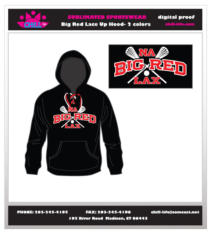 BIg Red Lax Lace Up Hoodie