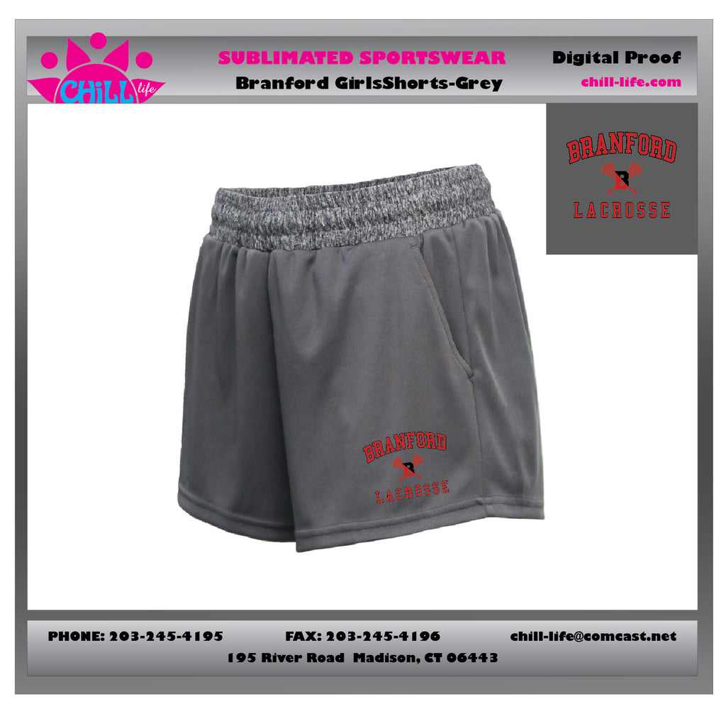 Branford Youth Lacrosse Track Girls Shorts with Pockets