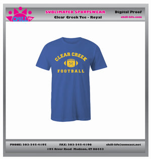 CLEAR CREEK FOOTBALL COTTON TEE-ROYAL AND GRAY