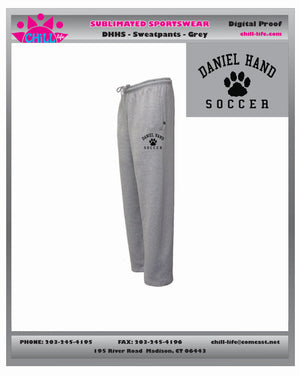 Daniel Hand Soccer Open Bottom Sweatspants PAW GRAPHIC-GRAY OR BLACK