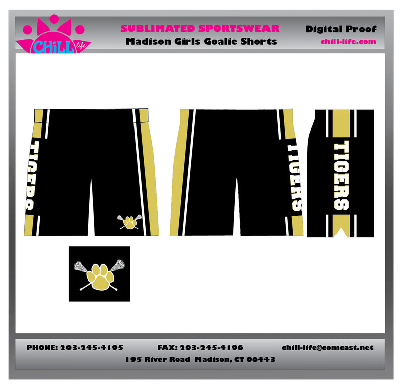 MADISON GIRLS  SHORTS/GOALIE/PRACTICE -   5 inch inseam with pocketed short