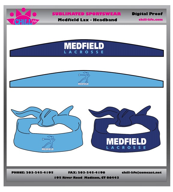 Medfield Girls Lacrosse reversible headbands-closed and open tied