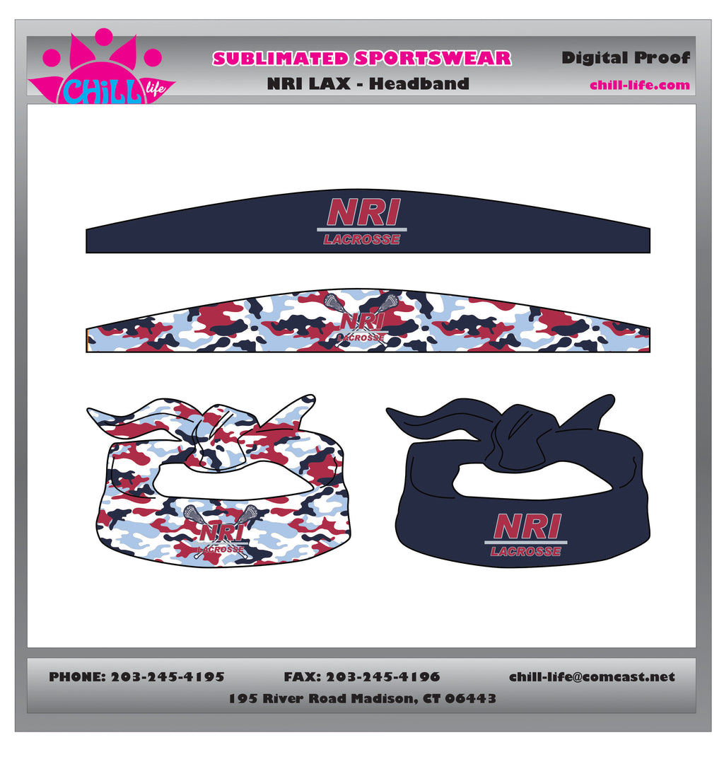 NRI LACROSSE REVERSIBLE HEADBAND-CLOSED AND OPEN TIED