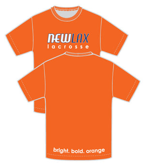 NewLax uni-sex tee shirt-ORANGE & PROUD