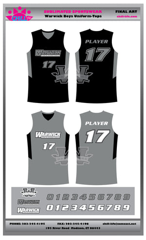 SEPARATES PURCHASE BOYS/MENS WARWICK BASKETBALL GAME JERSEY-PURCHASE ONLY IF BUYING A S SEPARATES
