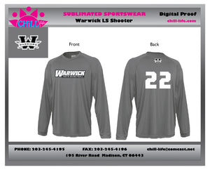 UNISEX Warwick Warriors Basketball Long Sleeve Shooter Shirt-BLACK SHIRT