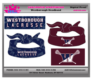Westborough Lacrosse Reversible Tie Headband