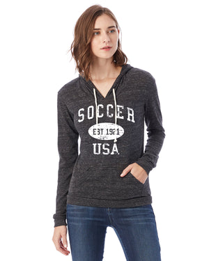 Soccer Eco Jersey Pullover Hoodie-Vintage Distressed Established Date USA