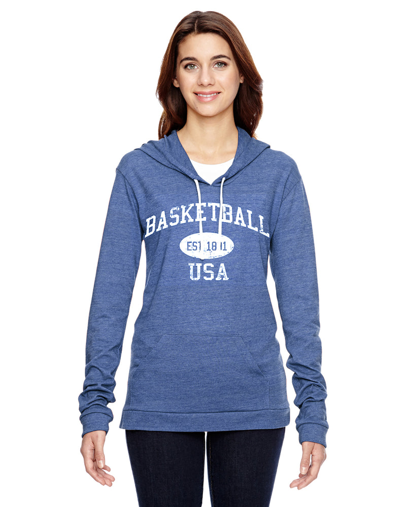 Basketball Eco Jersey Pullover Hoodie-Vintage Distressed Established Date USA
