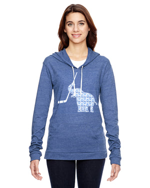 Elephant with Hockey Stick Hockey Eco Jersey Pullover Hoodie Animal Sports Collection
