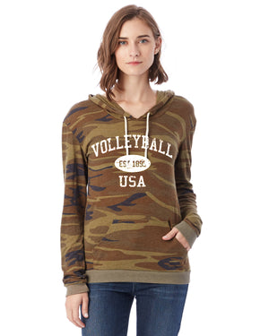 Volleyball Eco Jersey Pullover Hoodie-Vintage Distressed Established Date USA