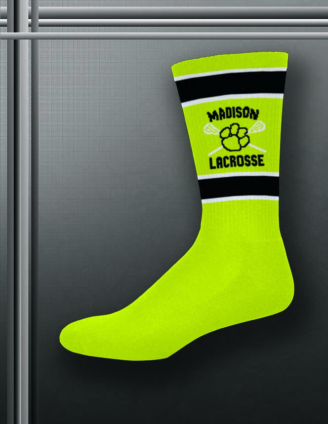 Crew Length Lacrosse Sock-Neon Yellow