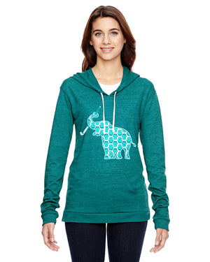 Elephant with Field Hockey Stick Field Hockey Eco Jersey Pullover Hoodie Animal Sports Collection