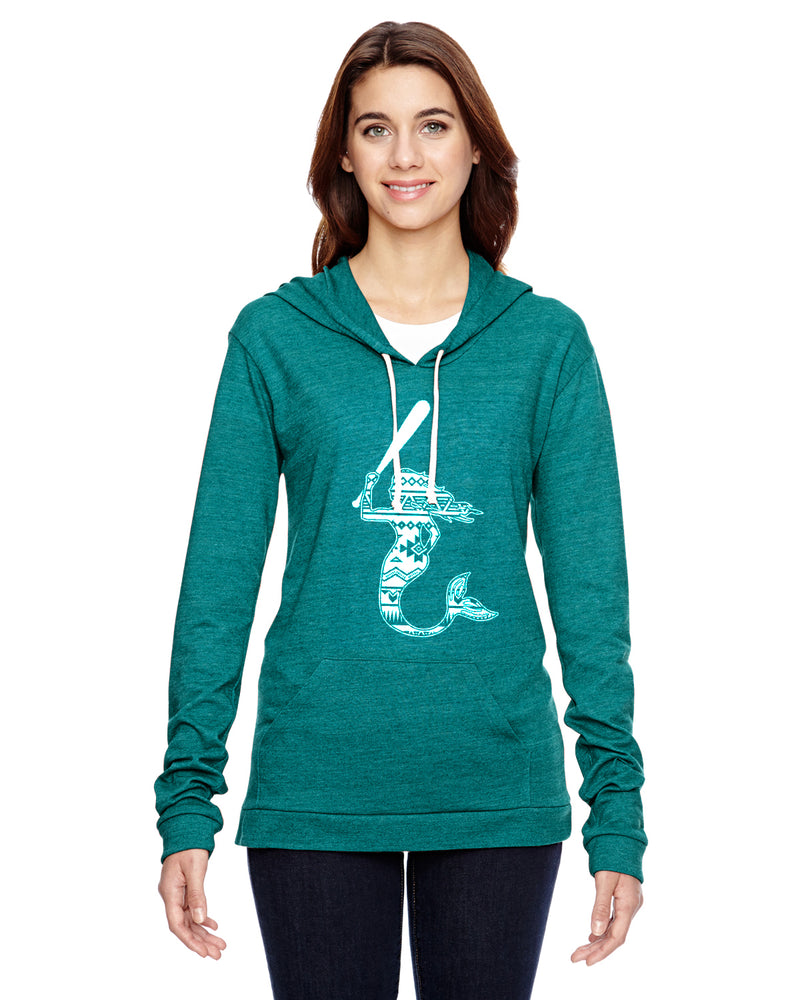 Mermaid with Softball Bat Softball Eco Jersey Pullover Hoodie Animal Sports Collection